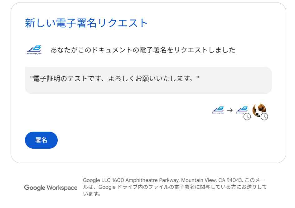 電子署名の確認がメールに表示