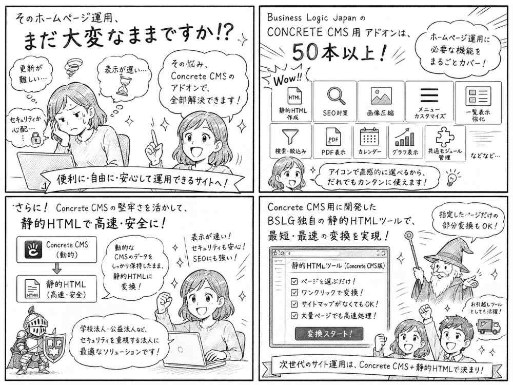 Concrete CMS静的HTML